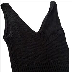 James Perse medium black body con ribbed knit maxi dress double v- neck NWOT